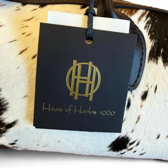 NWT House of Harlow 1960 brown cow print (genuine calf hair) handbag - Picture 5 of 9